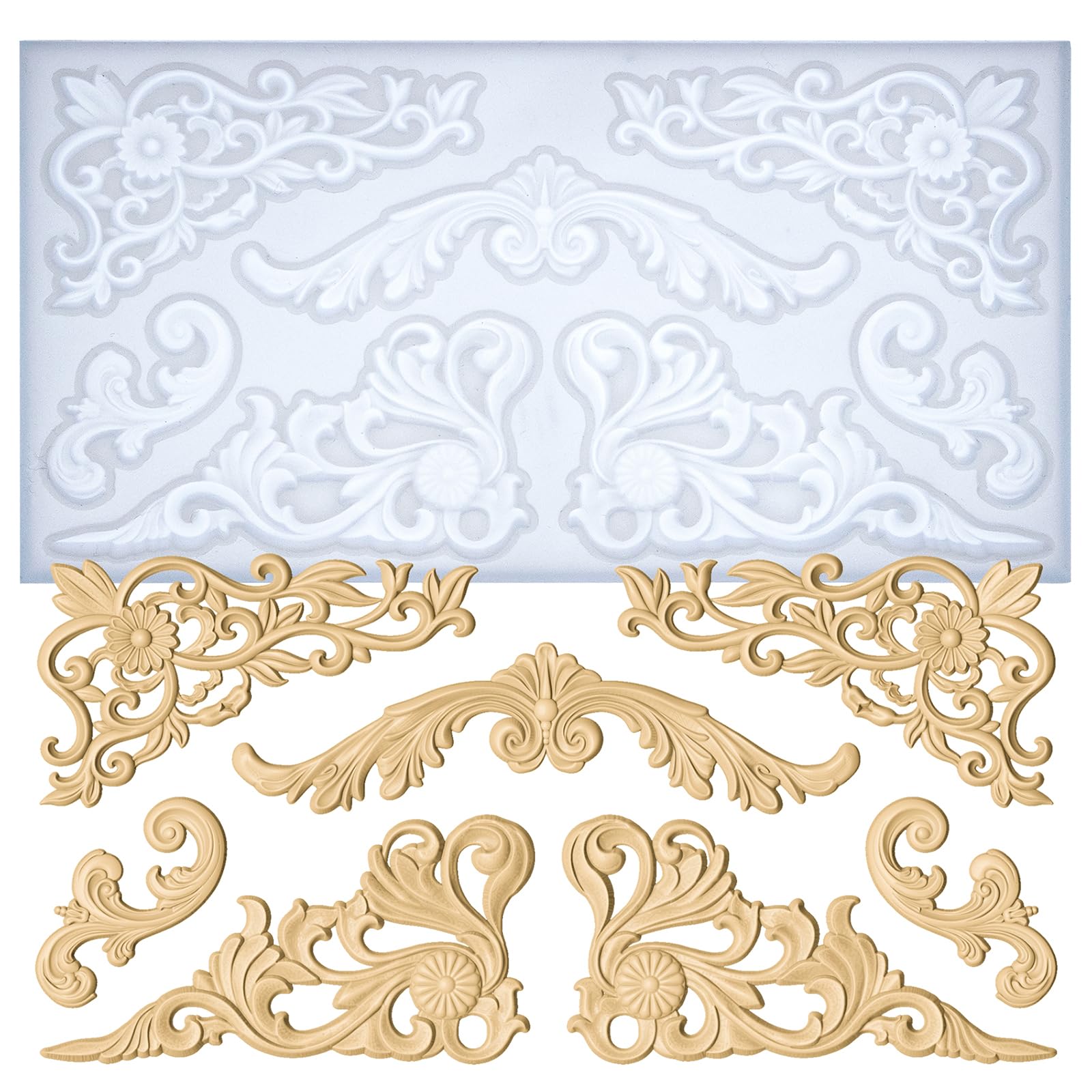 Baroque Moulds for Polyclay Plaster Fondant Cake Dekor Air Dry Clay Epoxy Resin Rococo Embellishment