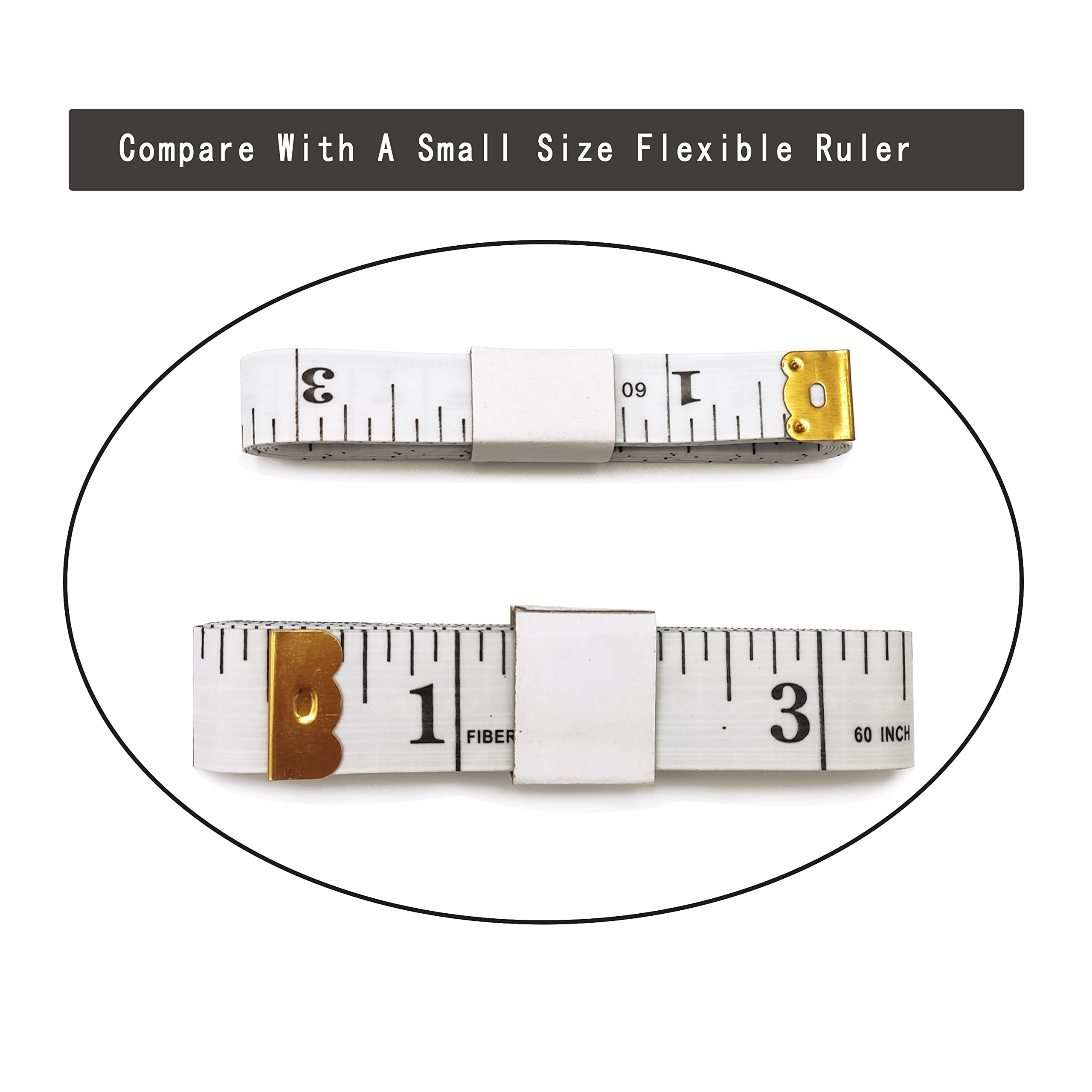 3 Pack Soft Measuring Tape for Body,Double Scale Fabric Craft Tape Measure Sewing Tailor Cloth Flexible Ruler for Weight Loss 60 inch/150cm,White