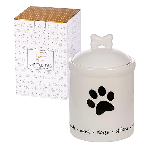 SPOTTED DOG GIFT COMPANY Kitchen Canister for Countertop, Ceramic Food  Storage Jar with Lid, Pet Dog Treat Jar Container, Cute Decorative Home  Decor