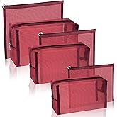 6 Pieces Mesh Makeup Bags Mesh Cosmetic Bag Portable Travel Organizing Zipper Pouch Toiletries Makeup Pouches for Home Office Travel Accessories