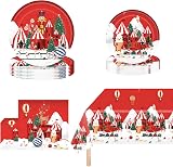 POPOYU 53Pcs Christmas Party Tableware Set for 16 Guests with Tablecloth view 1