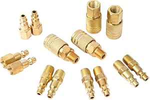 Paoeyrb 14 Pcs Brass Quick Connect Hose Fittings, Premium Air Hose Fittings, Coppering 1/4" Air Hose Fittings, Lightweight Air Compressor Quick Connect Fittings