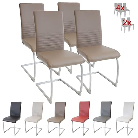 Albatros Freischwinger Murano 4-er Set Braun, SGS geprüft, Elegante Esszimmerstühle/Schwingstühle, bequem gepolstert