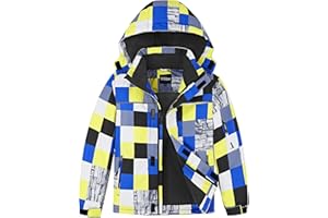 Vrilibo Boys Waterproof Ski Jacket Fleece Three Layers Thick Warm Kid Outdoor Winter Snow Coat Hooded Kids Raincoat