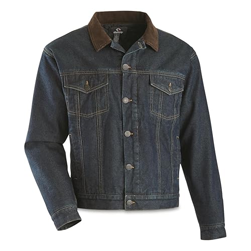 Guide Gear Quilt Lined Denim Jean Jacket for Men, Cotton Button