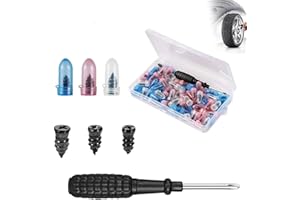 100PCS Tire Repair Kit, Self-Service Tire Screw Plug Repairing Tool, Included 3-Size Plugs, Screwdrivers and Box, Professiona