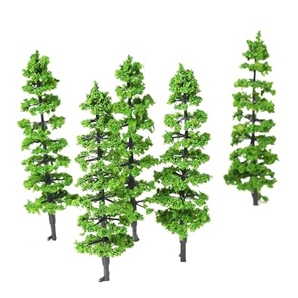 KKmoon 10 Pcs Model Fir Tree Plastic Miniature Landscape Scenery Train Railways Mini Layout Rainforest Trees Scale 1:100-1:150