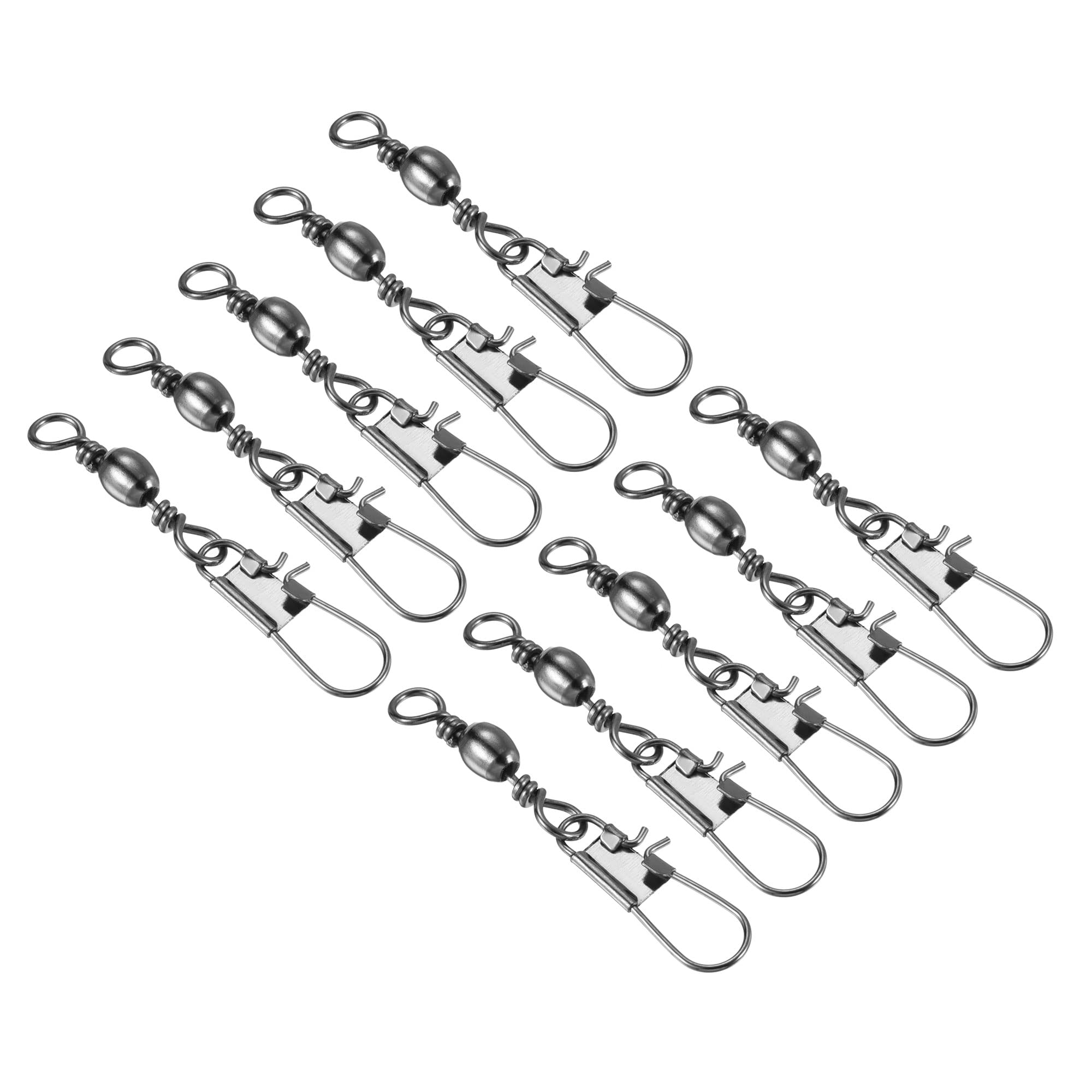 PATIKIL Fishing Barrel Swivel Snaps, 50Pcs 34mm 15LBS Stainless Steel Solid Ring Terminal Tackle for Saltwater Freshwater Fishing, Black