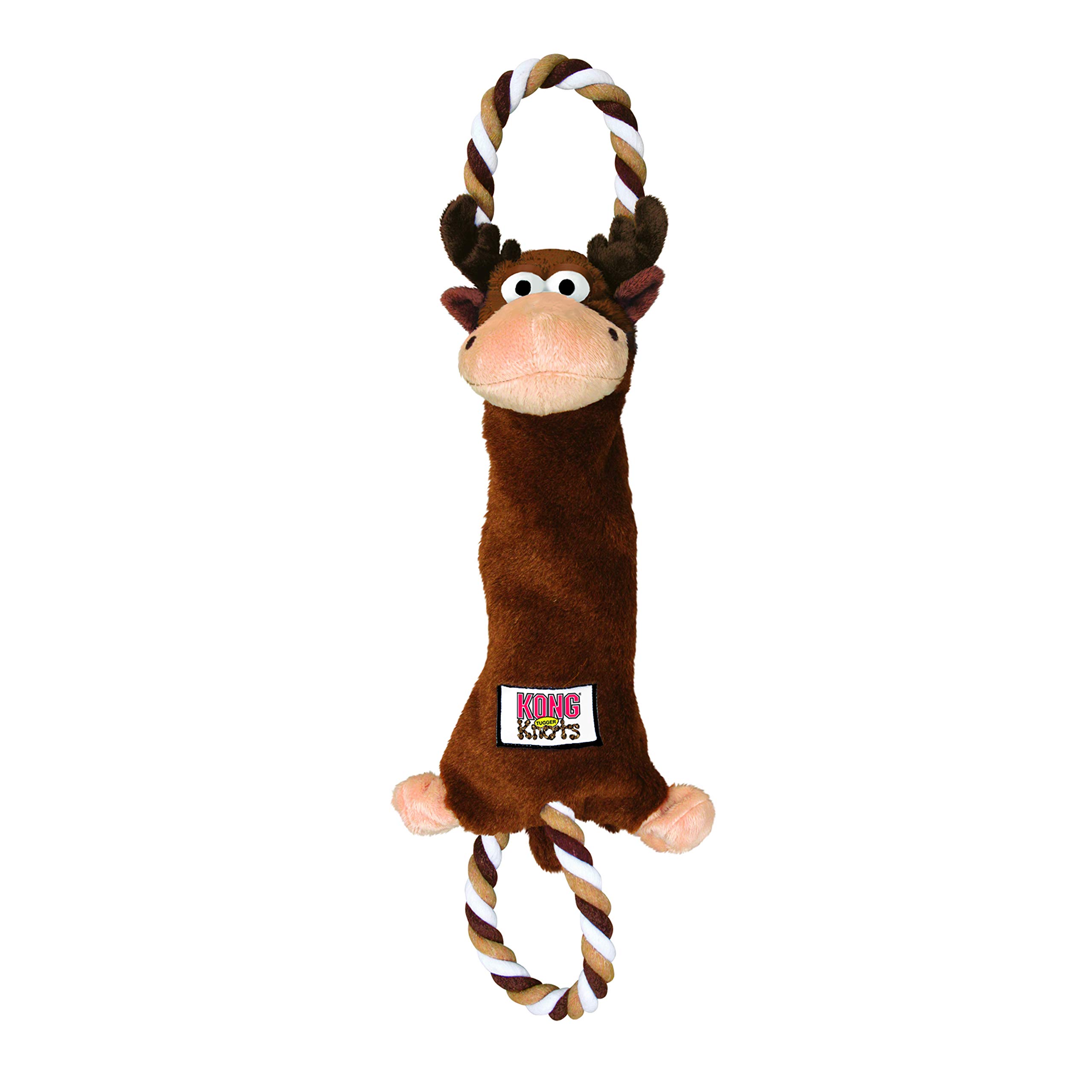 KONG - Tugger Knots Moose - Tug of War Dog Toy, Minimal Stuffing and Looped Ropes for added Strength - For Medium/Large Dogs
