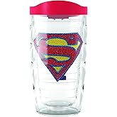 Tervis DC Comics - Superman Logo Made in USA Double Walled Insulated Tumbler Travel Cup Keeps Drinks Cold & Hot, 10oz Wavy, Classic