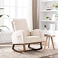 Dolonm Rocking Chair Mid-Century Modern Nursery Rocking Armchair Upholstered Tall Back Accent Glider Rocker for Living Room (
