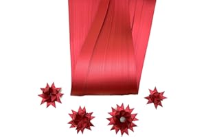 FROEBEL MINT Shimmer Metallic Paper Strips ~Weaving, Moravian Stars, German Stars, Froebel Stars (50 strips) (Red Satin, 1/2 inch)