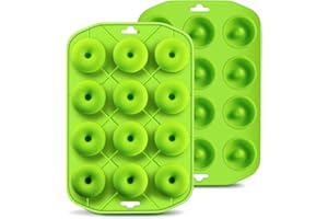 Cupidove Silicone Donut Pan for Baking | Nonstick, Mini 12 Holes Pure Food Grad Green, BPA Free, German LFGB Approved - Makes