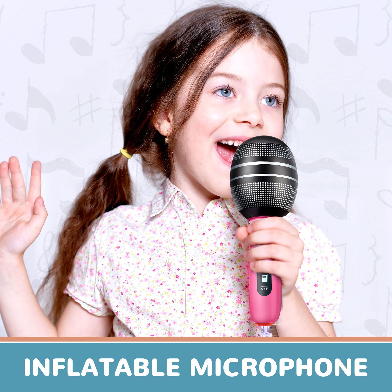 Sumind 30 Pcs Inflatable Microphones 9.4 Inch Blow up Plastic Fake Microphone Props Toys for Karaoke Musical Concert 80s 90s Singer Birthday Party Halloween Cosplay Stage Decoration Supplies