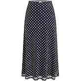 CIDER Womens Polka Dot Skirts Mesh High Waist Boho Flowy Long Midi Skirts