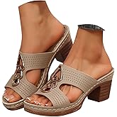 Block Heel Sandals for Women 2026 Summer Open Toe Chunky Platform Wedges Non-Slip Casual Hollow Out Lightweight Shoes