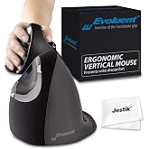 Evoluent Vertical Mouse D Large (VMDL) - Ergonomic Wired Mouse for Laptop and PC with Jestik Microfiber Cloth