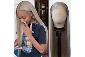 BTWTRY Ash Blonde Wig Long Straight Ash Honey Blonde Brown Synthetic Lace Front Wigs Pre Plucked Natural Hairline for Black Women Heat Resistant Fiber Hair Cosplay Daily Wear Wig (Ash Brown)