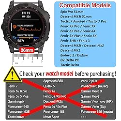 26mm for Fenix 7X Straps,Soft Silicone Fenix 5X
