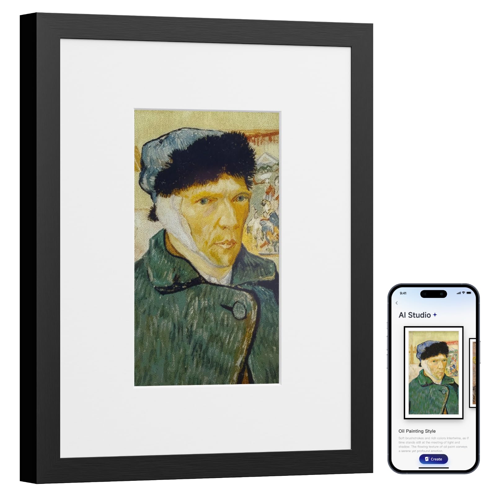 SwitchBot KI Art Frame 7.3'', Kabellos Digitaler Bilderrahmen, Elektronisch-Ink-Bilderrahmen, Extrem Lange Akkulaufzeit, Tisch und Wandmontage, Alexa Kompatibel, KI-Generierte Kunst