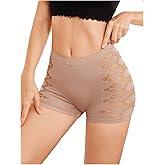 OYOANGLE Women's Cut Out Mid Rise Boyshort Panties Solid Plain Criss Cross Seamless Underwear