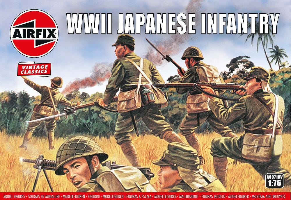 Airfix Model Figures Set - A00718V Japanese Infantry - Model Building Kit Accessories, Plastic Model Kits for Adults & Children 8+, Set Includes 48 Unpainted Figures - Accessory for Dioramas