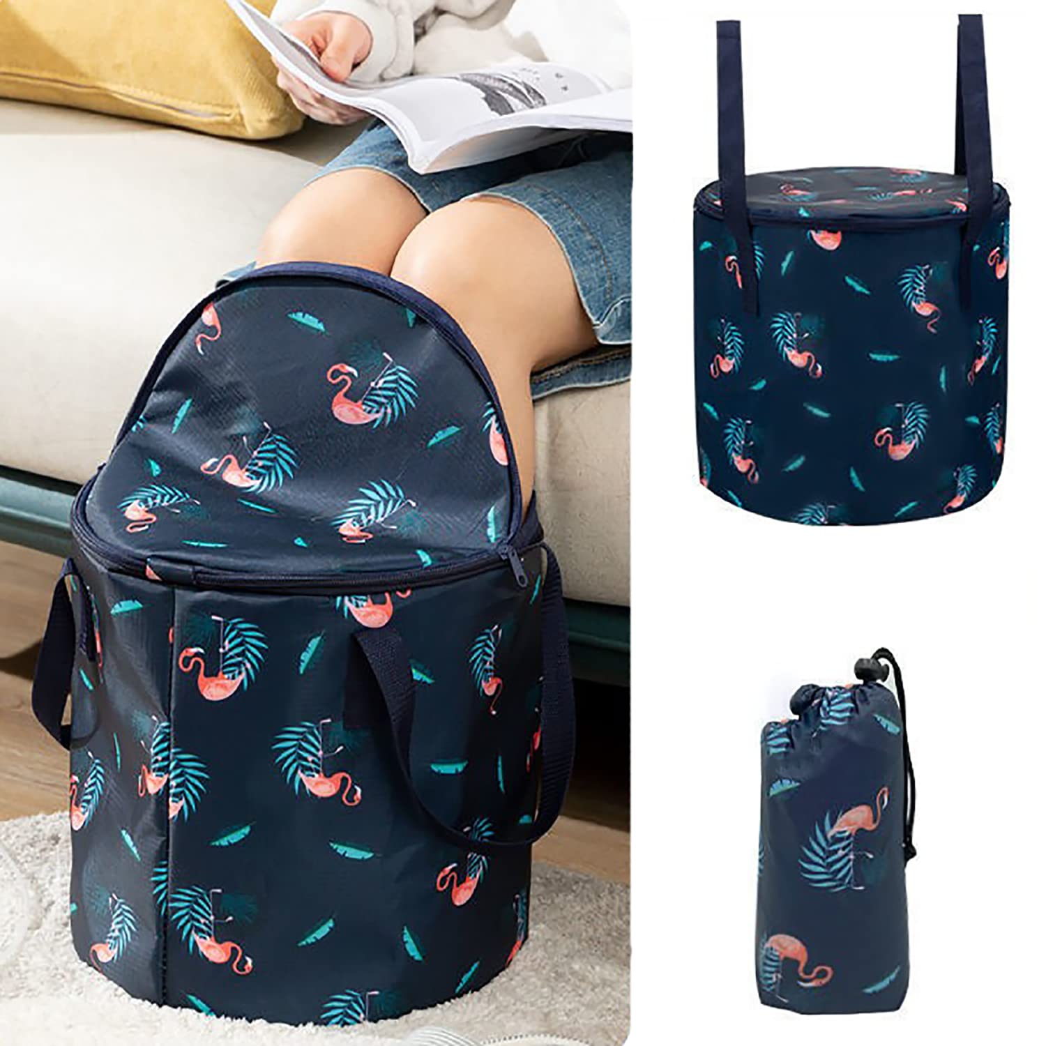 Collapsible Bucket for Soaking Feet, Insulation with lid Portable Travel Foot Bath Tub, Foot Soaking Bath Basin Portable, Foot Spa Soaking Feet Home Pedicure Basin Outdoor Camping