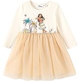 Disney Frozen Elsa Princess Cinderella Ariel Jasmine Rapunzel Baby/Toddler Dress, Ruffle Long-Sleeve Mesh Overlay Tulle Dress