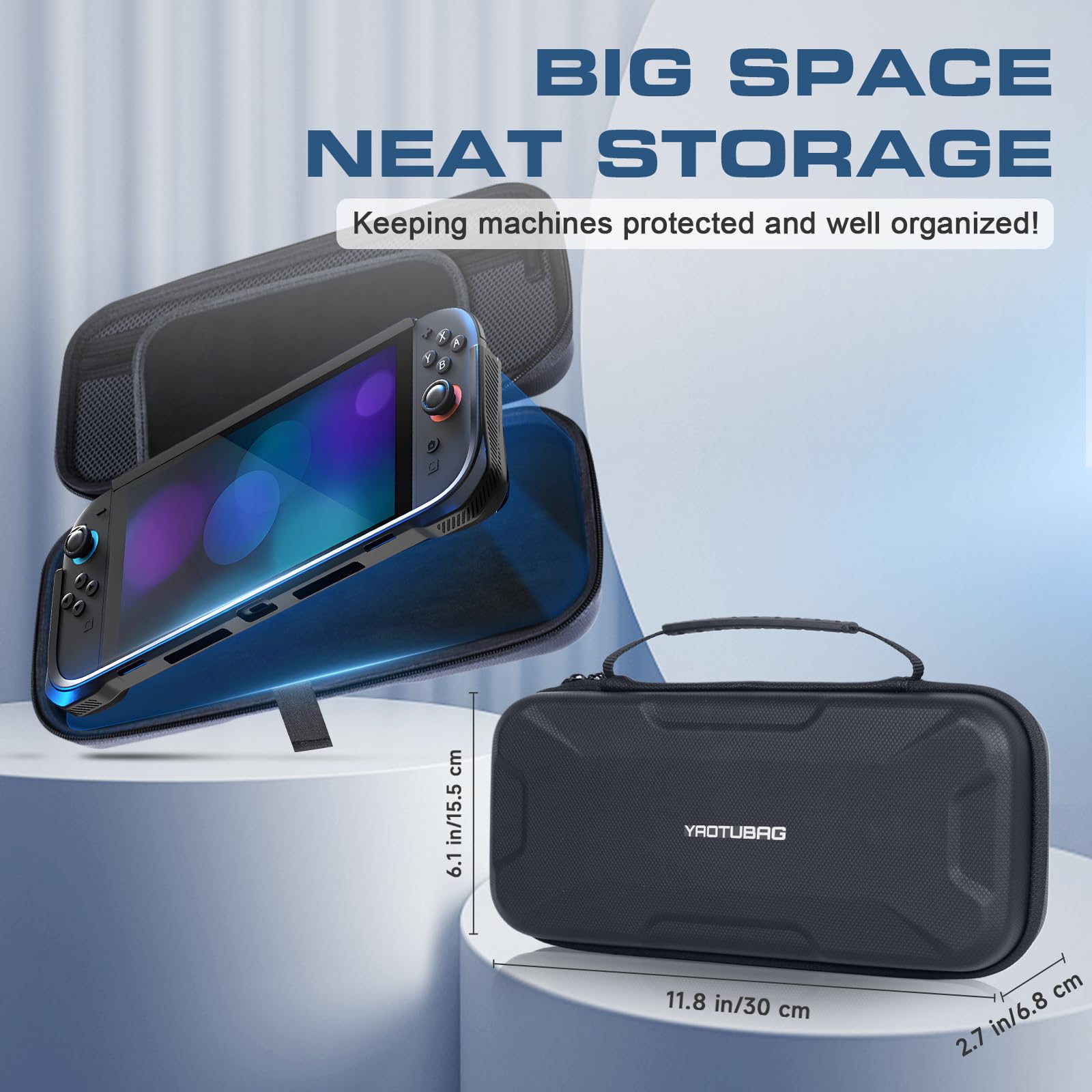 YAOTUBAG Carrying Case for Nintendo Switch 2 2025, Large Capacity Travel Protective Handbag, Hard Shell Portable Pouch, Holds Cased Console, Accessories, 12 Game Cards [Plus Version] Black