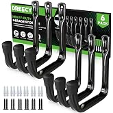Dreecy J Utility Hooks for Hanging Heavy Duty Garage Storage Utility Hooks for Garage Wall, Color Black, 6 Pack