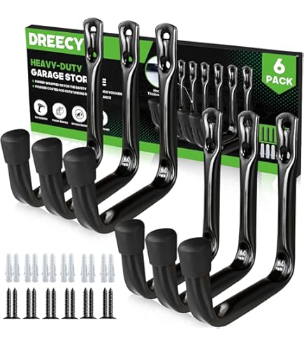 Yisunnan Garage Storage Hooks, Heavy Duty J Utility Hangers (Black