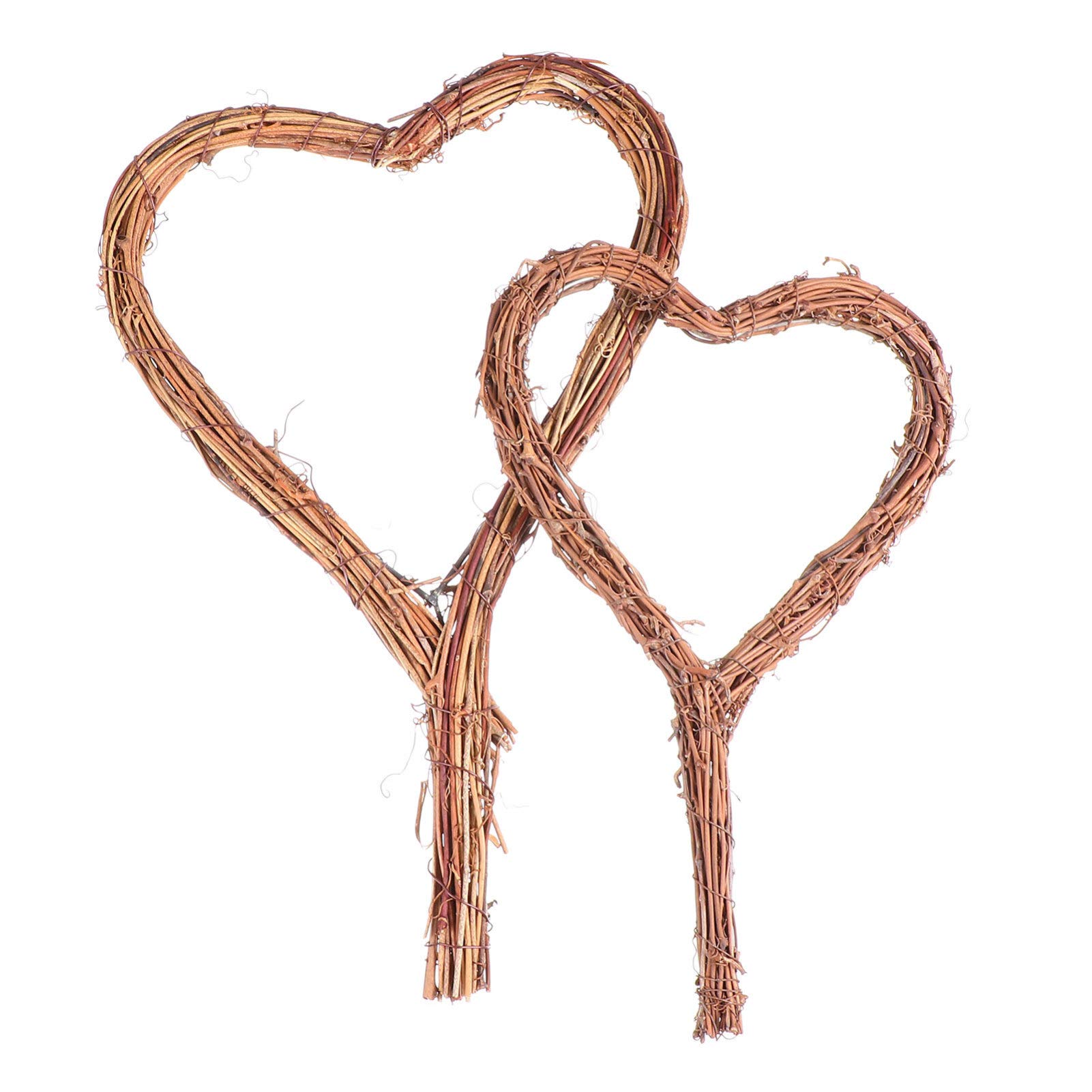Healifty Natural Twig Wreath 2pcs Natural Grapevine Wreaths DIY Heart Shape Rattan Wreath Rustic Wicker Wall Decoration for Wedding Valentines Day Front Door Display Love Heart Wreath