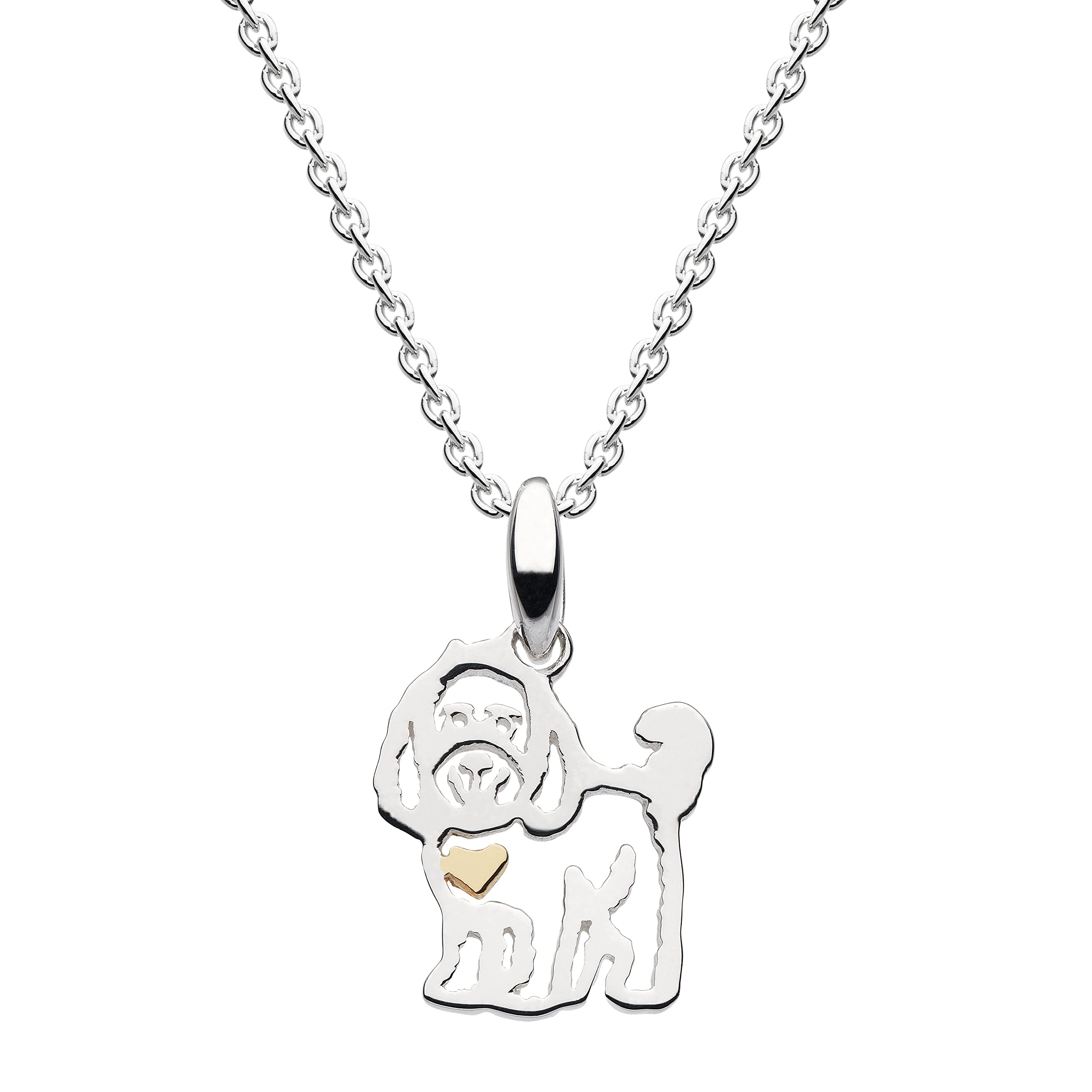 Dew Sterling Silver and 14ct Gold Plate Cockapoo Dog Necklace, 18"