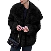 Simplee Womens Faux Fur Coat Long Sleeve Fluffy Lapel Shaggy Jacket Winter Casual Warm Fuzzy Short Outerwear