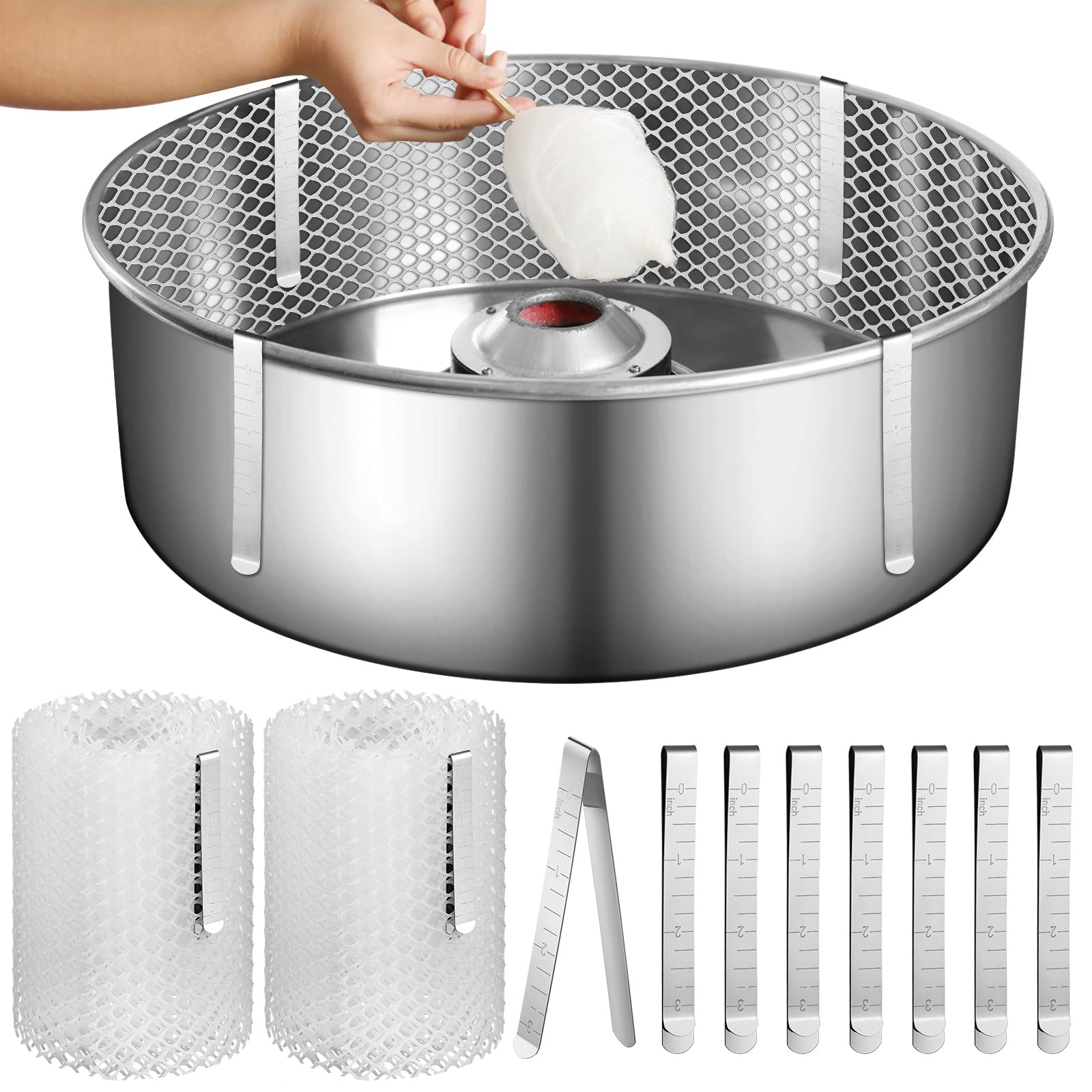 Photo 1 of Juexica 2 Sets Cotton Candy Mesh and Clip Stabilizer Kit White Reusable Cotton Candy Machine Supplies Compatible with Floss Maker for Kitchen