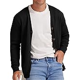 NITAGUT Men's Vintage Striped Long Sleeve Cardigan Sweater with Button V Neck Knitted Sweaters