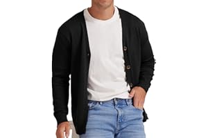 NITAGUT Men's Vintage Striped Long Sleeve Cardigan Sweater with Button V Neck Knitted Sweaters