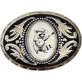 The Bold Bow Tie Belt Buckle Raccoon, Western Style Oval Western Wear for Cowboy, Country Accessory Black Silver
