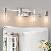 Esfos 4-Light Modern Vanity Light Fixtures Over Mirror, Brushed Nickel Bathroom Light Fixtures, Vanity Lights, Wall Sconce wi