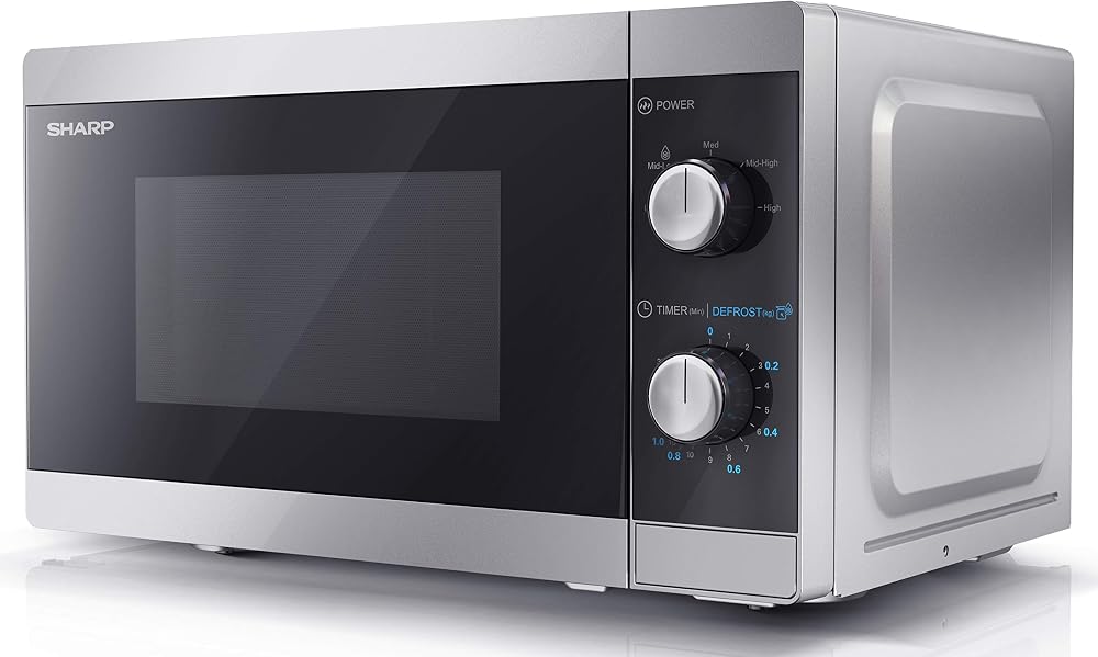 Sharp YC-MS01U-S 20L 800W Microwave, 5 Power Levels, Defrost, Silver