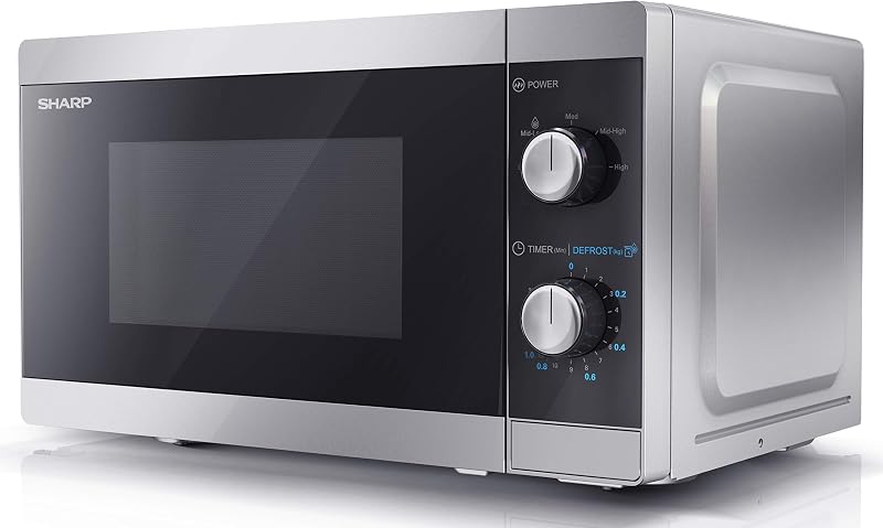 Sharp YC-MS01U-S 20L 800W Microwave, 5 Power Levels, Defrost, Silver