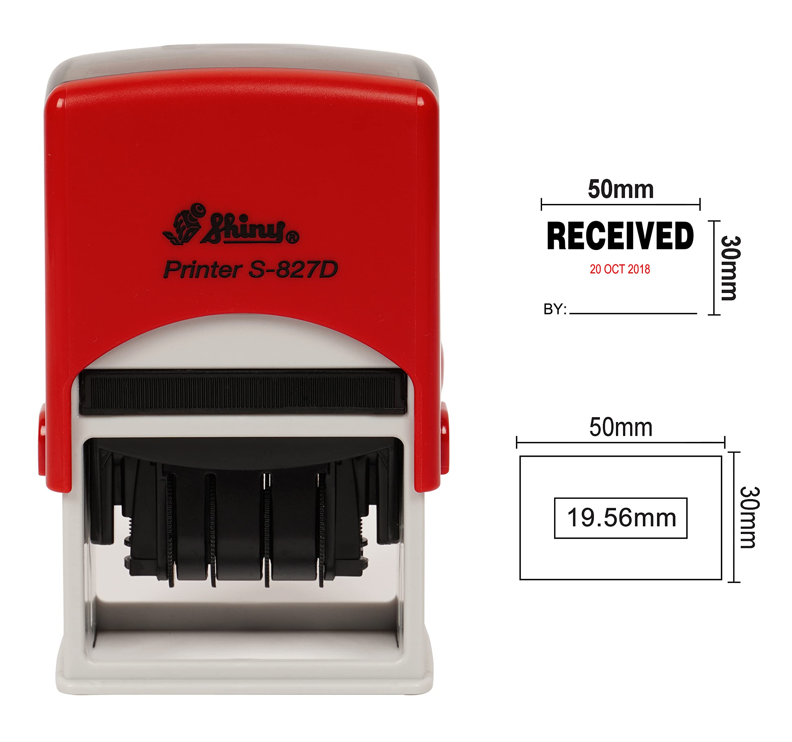 Shiny Date Stamp Self Inking with Received by Text Ofiice Stationery Rubber Stamper S-827D