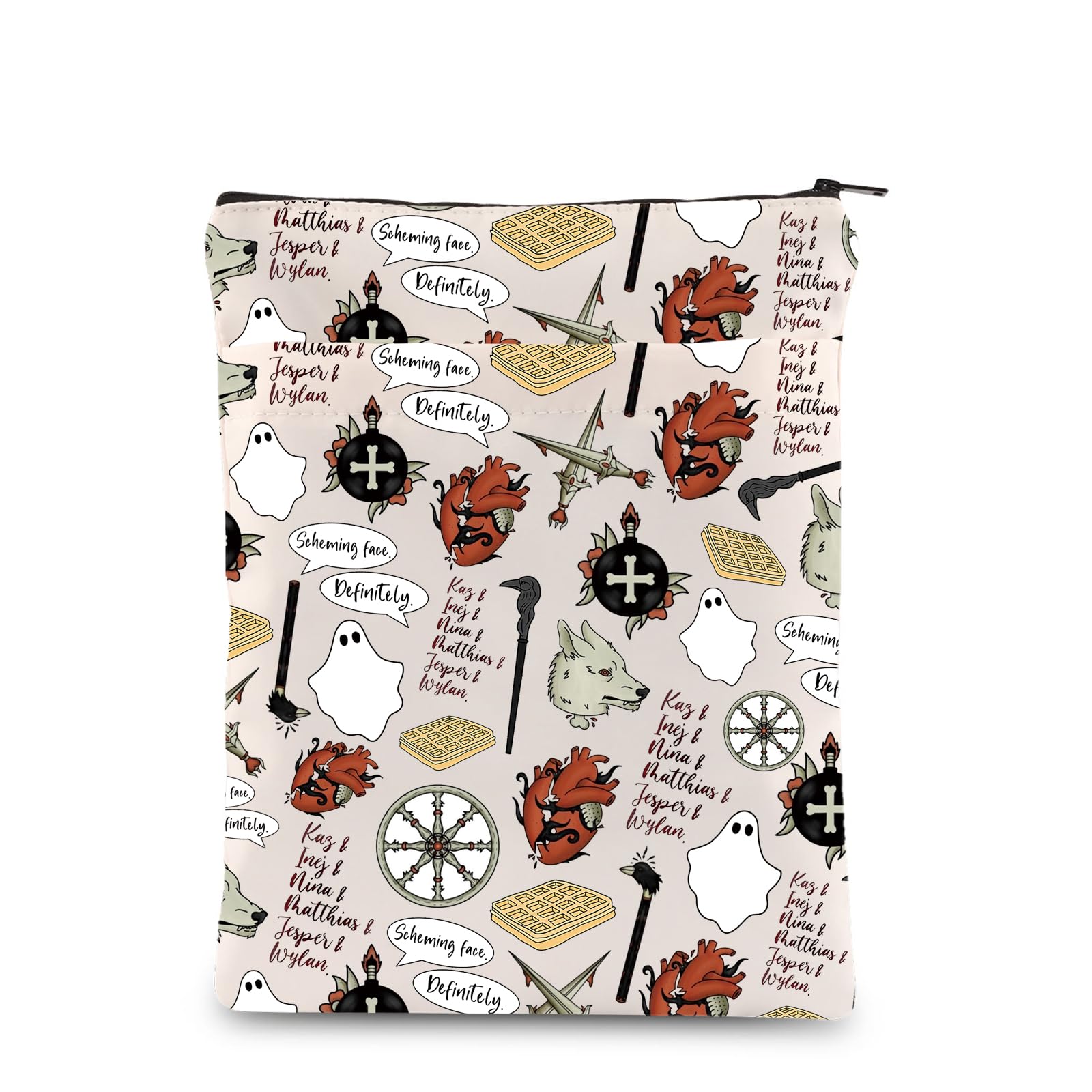 PLITI Six of Crows Gift Crow Club Gift Leigh Bardugo Fans Gift Six of Crows Lover Book Sleeve for Bookworm (Scheming Face BSU)