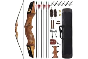 60 Inch 20-60lbs Takedown Longbow Kit with Arrows Archery Longbows for Adult Right Handed Long Bow Set with Bow Case Extra 6 