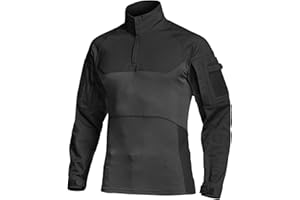 CQR Men's Combat Shirt Tactical 1/4 Zip Long Sleeve Military BDU Shirts Camo EDC Top with Pockets