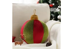 ASHLER HOME DECO Ashler Merry Christmas Bell-Shaped Pillow, 11x11 Inch Velvet Hangable Decorative Holiday Pillow for Xmas Tree, Couch, Living Room, Bed, Red