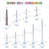 GLARKS 260Pcs Pocket Hole Screw Set 8 Size Square Drive Self Tapping Coarse Fine view 2