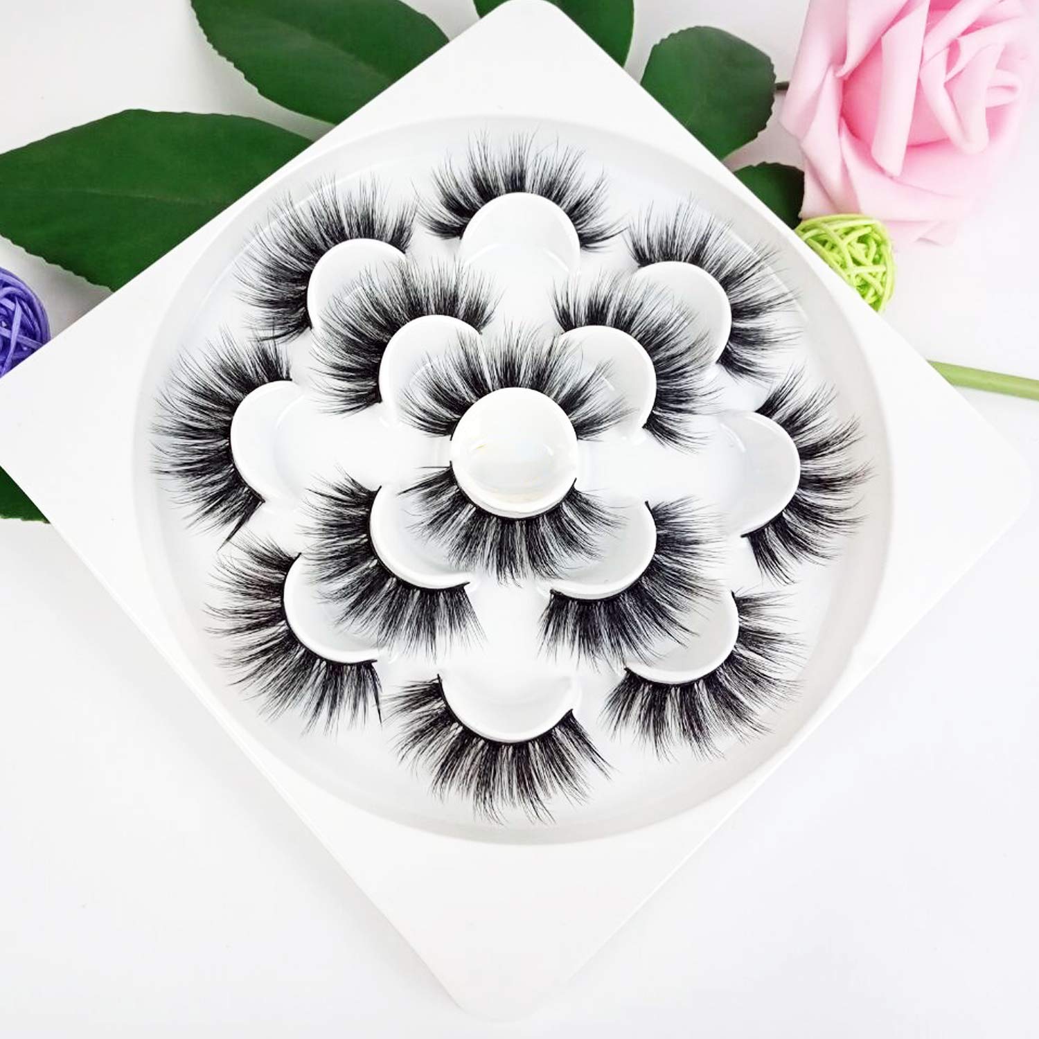 Veleasha 5D Faux Mink Lashes Handmade Luxurious Volume Fluffy Natural False Eyelashes 7 Pairs | Dubai : Beauty