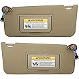 NHILES Left Driver & Right Passenger Side Sun Visor Compatible with Honda Accord 2008 2009 2010 2011 2012 2013 2014 2015 2016 2017 with Light Replaces # 83230TA0A91ZB (Beige)