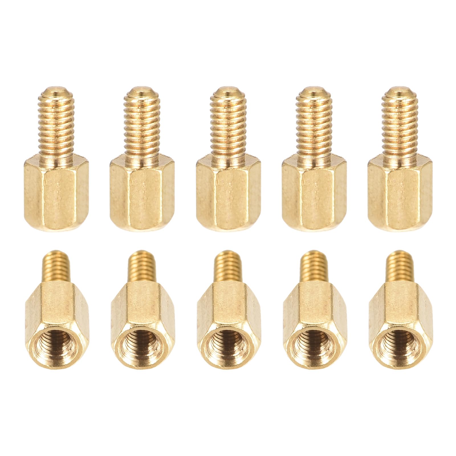 DTGN M3x5x6mm(DxHLxML) - Brass Hex Standoff -100Pack- Good for Electronic Machine - Male to Female Spacer Screw Nuts